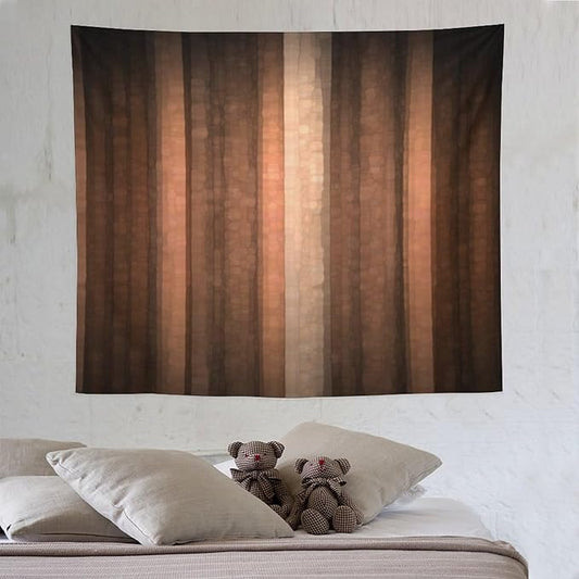 ZhiRain Brown Gradient Tapestry Wall Hanging Cool Glass Texture And Vintage Stripe Art Tapestries Home Decor for Living Room Bedroom Apartment Farmhouse Dorm 50"x60"
