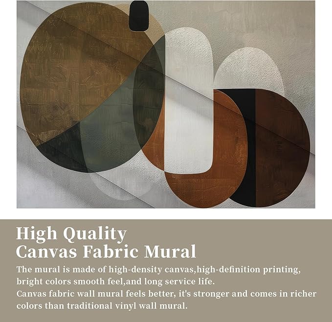 Zeeko Modern Abstract Geometrical Wall Mural Peel and Stick (148" W x 110" H) Mid Century Canvas Waterproof Self Adhesive Removable Wallpaper for Bedroom Living Room Office Art Decor