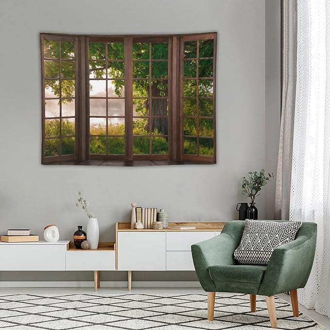 ZhiRain Tree Landscape Tapestry Wall Hanging Green Jungle Trees Nature Scenery Tapestries Home Decor for Living Room Bedroom Apartment Farmhouse Dorm 30"x40"