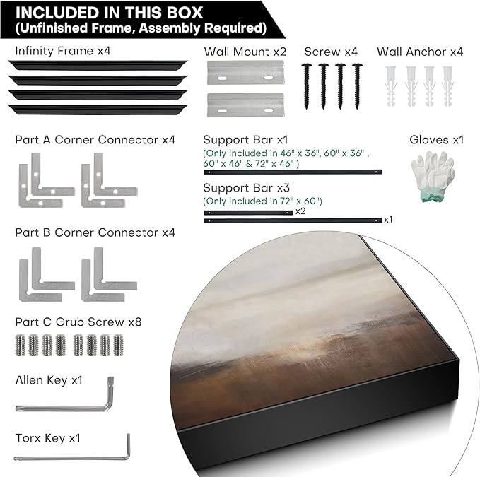 36"x60" XL Framed Wall Art - Decor Landscape Neutral Toned Horizon (Frame Assembly Required)