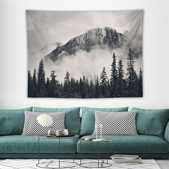 ZhiRain National Parks Tapestry Wall Hanging Canadian Smokey Mountain Cliff Outdoors Scenery Tapestries Home Decor for Living Room Bedroom Apartment Farmhouse Dorm 60"x80"