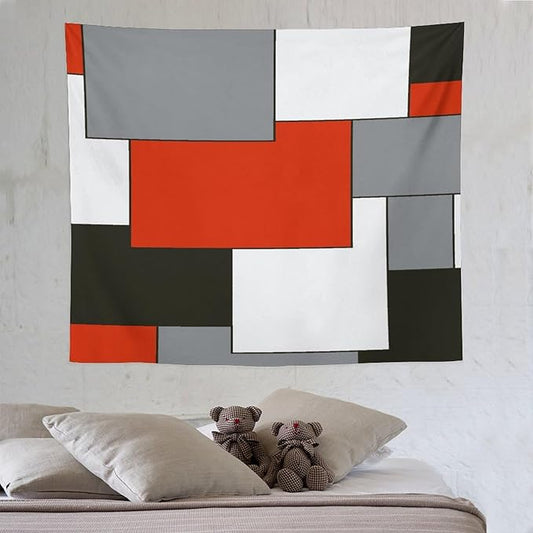 ZhiRain Red Tapestry Wall Hanging Modern Black And Gray Tapestries Home Decor for Living Room Bedroom Farmhouse Apartment Dorm 50"x60"