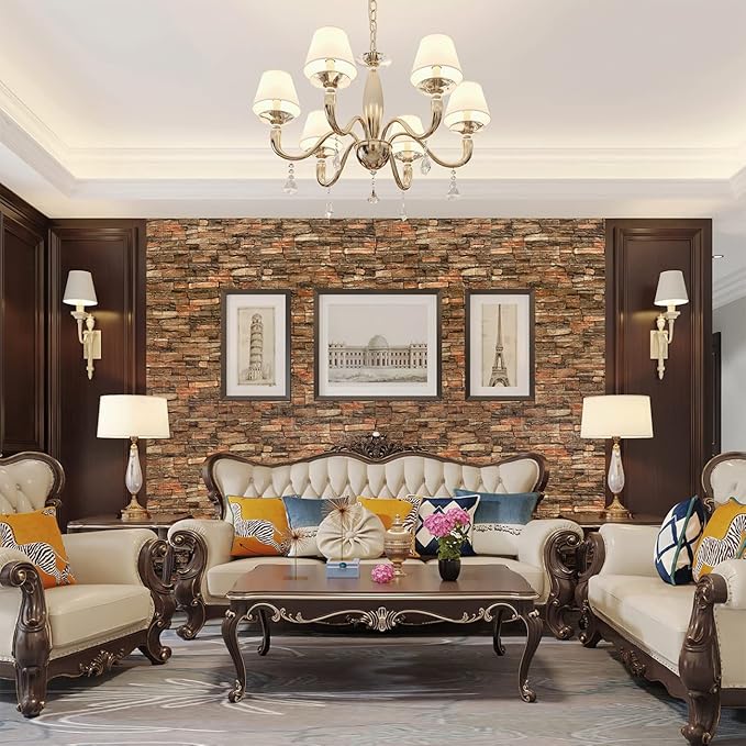 Yutianli 7mm Thick Anti-Collision self Adhesive 3D Wall Panels Peel and Stick,10-Pack 57 Sq.Ft Antique Faux Brick Wall Panels Foam Faux Stone Wallpapers for Bedroom (10, Style A)
