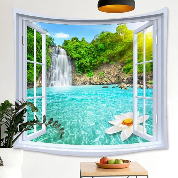 XIUYINHS Nature Forest Tapestry,Scenery Wall Tapestries,Mountain Tree Tapestry,for Home Office Dorm Indoor and Outdoor Decoration Large Size 59"(W) x59(L) GTCH(67)