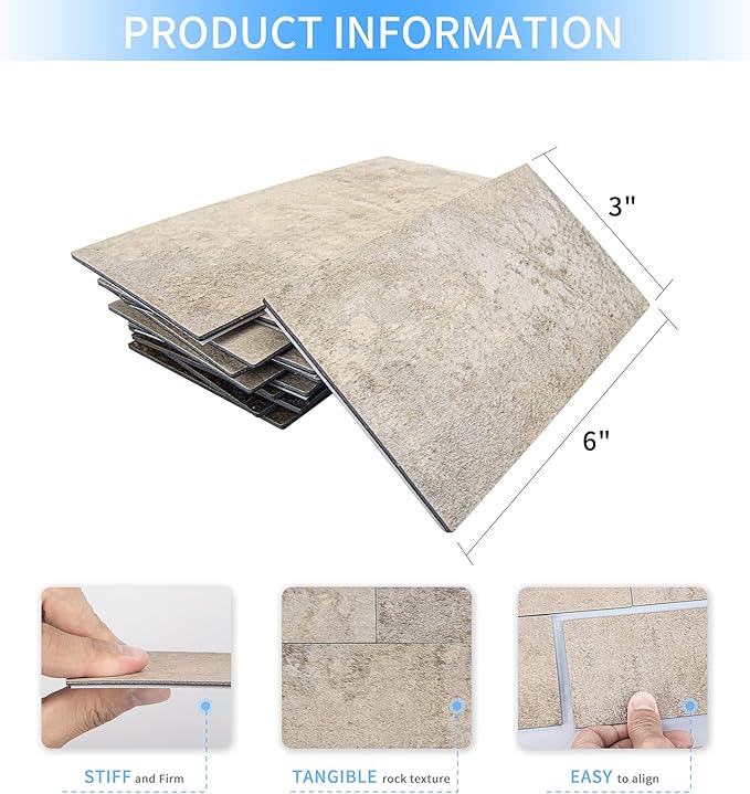 Art3d 102-Piece Peel and Stick Wall Tile for Kitchen Backsplash, Bathroom, Fireplace, 3in. × 6in. Stick on Subway Tile Stone Beige