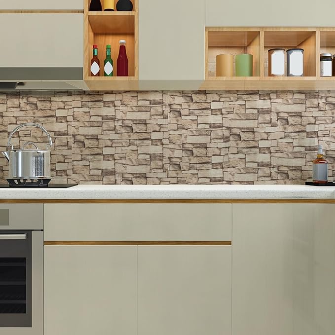 20PCS 3D Wall Panels Peel and Stick Foam, Self-Adhesive Decorative 3D Brick Wallpaper Wall Covering, Faux Stone Wall Panel Foam Brick for Living Room, Kitchen, Bathroom