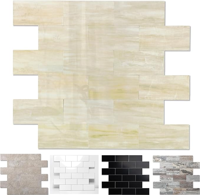 20-Pack Peel and Stick Tile Backsplash 12"X12" PVC Wall Tiles, Stick on Backsplash for Kitchen, Bathroom Tile, Fireplace Décor, Laundry Table, Stair Decals in Light Orange