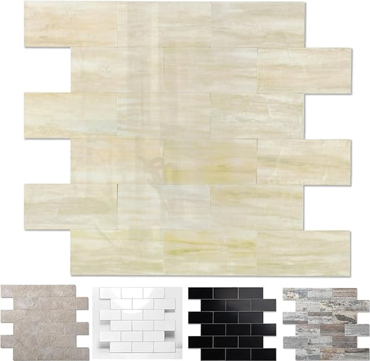 20-Pack Peel and Stick Tile Backsplash 12"X12" PVC Wall Tiles, Stick on Backsplash for Kitchen, Bathroom Tile, Fireplace Décor, Laundry Table, Stair Decals in Light Orange