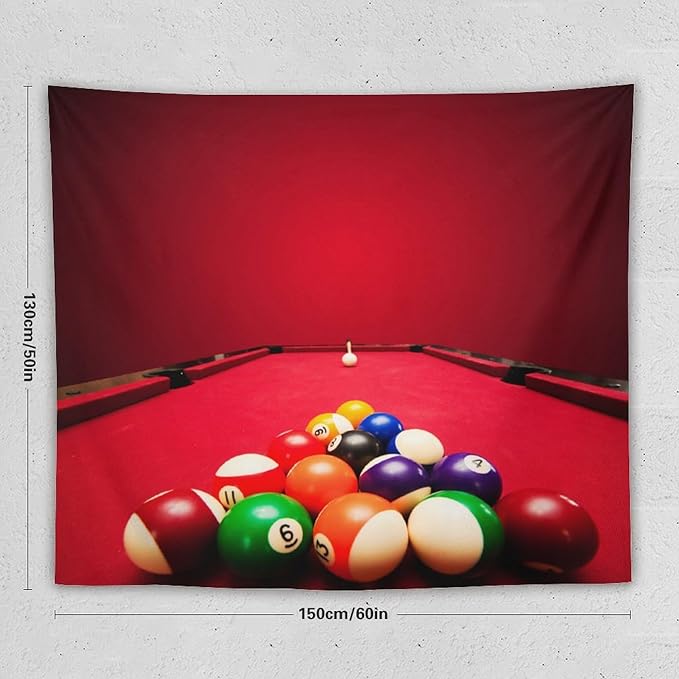 ZhiRain Billiard Tapestry Wall Hanging Recreational Indoor Billiards Game Printed Tapestries Home Decor for Living Room Bedroom Farmhouse Apartment Dorm 50"x60"