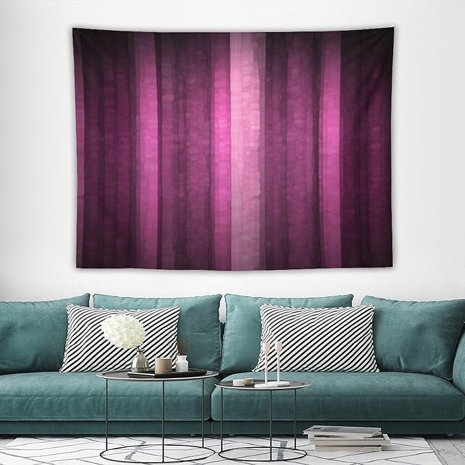 ZhiRain Pink Striped Tapestry Wall Hanging Hot Pink Neon Cute Abstract Mosaic Glass Texture And Dark Stripe Art Tapestries Home Decor for Living Room Bedroom Apartment Farmhouse 60"x80"