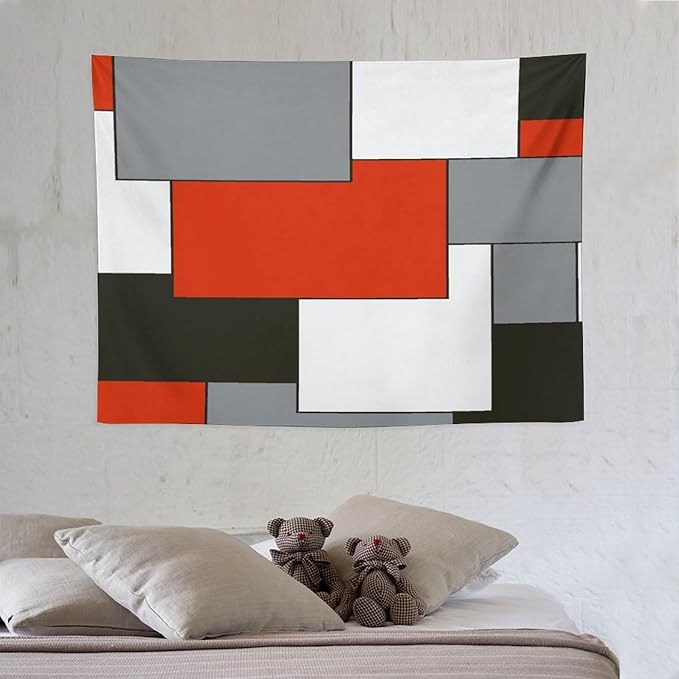 ZhiRain Red Tapestry Wall Hanging Modern Black And Gray Tapestries Home Decor for Living Room Bedroom Farmhouse Apartment Dorm 30"x40"