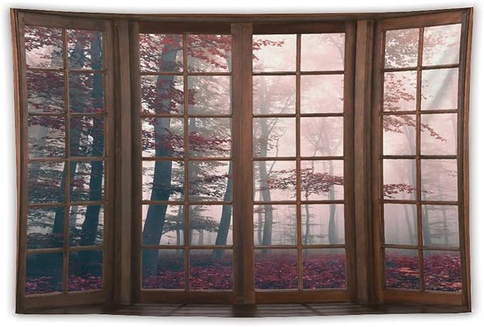 ZhiRain Forest Landscape Tapestry Wall Hanging Autumn Mystic Foggy Fall Nature Scenery Woods Wild Trees Tapestries Home Decor for Living Room Bedroom Apartment Farmhouse Dorm 60"x90"
