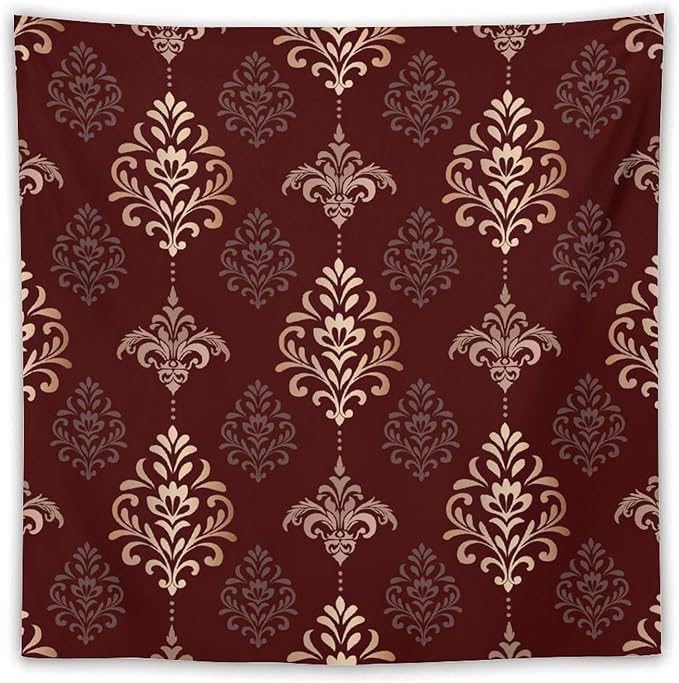 ZhiRain Vintage Damask Floral Tapestry Wall Hanging Oriental Antique Gothic Bohemia Floral Tapestries Home Decor for Living Room Bedroom Farmhouse Apartment Dorm 60"x60"