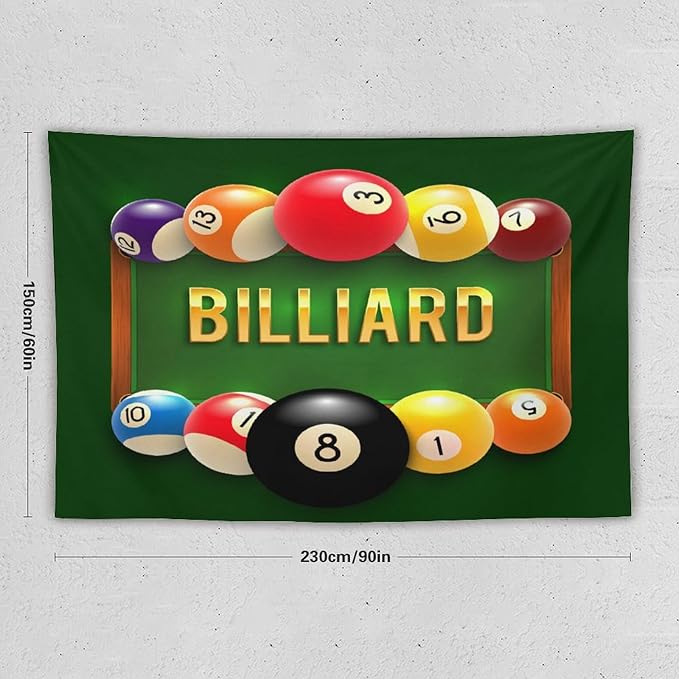ZhiRain Snooker Billiards Tapestry Wall Hanging Modern Sports Theme Billiard Eight Ball Tapestries Home Decor for Living Room Bedroom Farmhouse Apartment Dorm 60"x90"