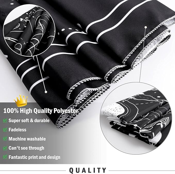 Zodiac Astrology Witchy Wall Tapestry, Black White Constellation for Wall Decor, Stars Space Psychedelic Bedroom Aesthetics, Living Room, Home, Dorm (70 x 90 inches)