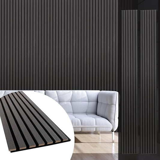 Yuzzy Wood Panels for Wall and Ceiling - 108 x 11 Inch Wood Slat Acoustic Panels 2 PCS - Modern Sound Absorbing Wall Panels for Interior Wall Decor for Home, Office, Studio - Rustic Black Oak
