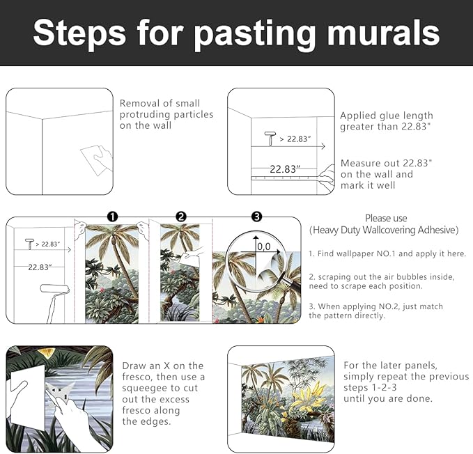 YIHWM -Tropical Botanical Palm Leaf Fabric Wallpaper Living Room Bedroom Bathroom Rainforest Plant Jungle Large Wall Mural- 137"x96"（ not Peel and Stick）