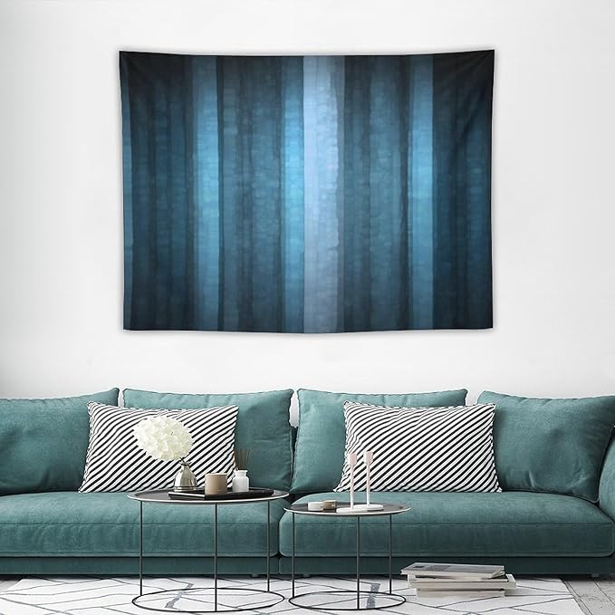 ZhiRain Blue Striped Tapestry Wall Hanging Modern Elegant Neon Blue Abstract Mosaic Glass Texture Dark Stripe Art Tapestries Home Decor for Living Room Bedroom Apartment Farmhouse 30"x40"
