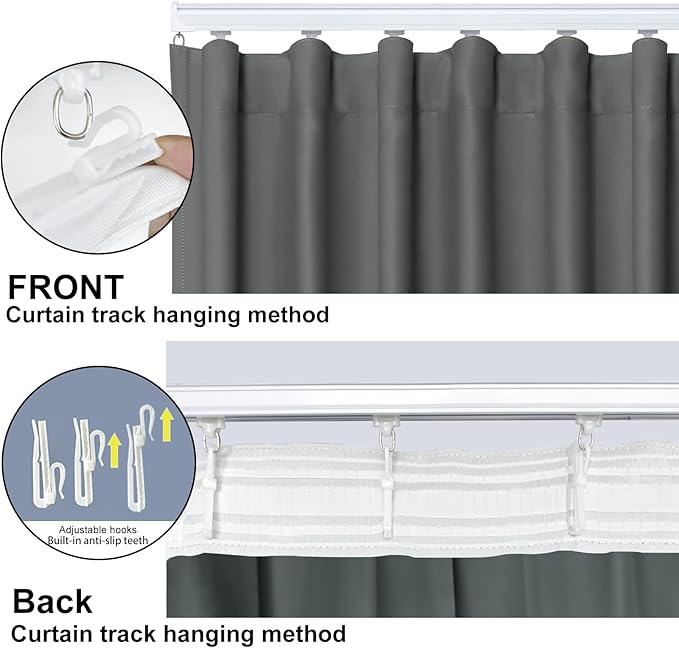 Cbsroro Room Divider Blackout Curtain Track Curtains Wall Dividers Panels Screen for Living Rooms Bedroom Office Privacy Partition Separation, W180 × L120 Inch,1 Panel, Grey