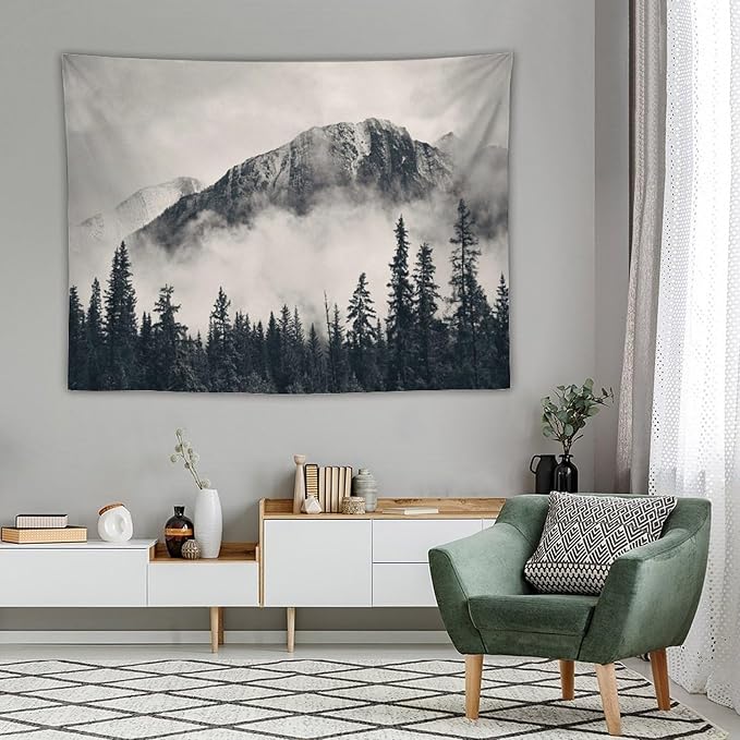 ZhiRain National Parks Tapestry Wall Hanging Canadian Smokey Mountain Cliff Outdoors Scenery Tapestries Home Decor for Living Room Bedroom Apartment Farmhouse Dorm 60"x80"