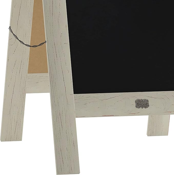 A Frame Chalkboard by HBCY Creations: 40x20 Solid Wood A-Frame Sign White Double-Sided Magnetic Board, Chalkboard Menu Board, for Restaurants, Cafés, Weddings - Heavy Duty Hinges