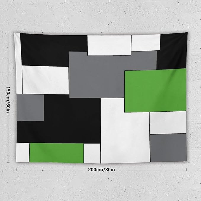 ZhiRain Black,Grey,Green,White Tapestry Wall Hanging Geometry Pattern Digital Print Multicolor Tapestries Home Decor for Living Room Bedroom Farmhouse Apartment Dorm 60"x80"