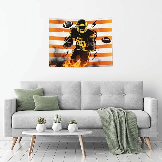 Zufygsni Personalized Sports Theme Wall Tapestry Custom Name With Number Decor For Bedroom Room And Dorm