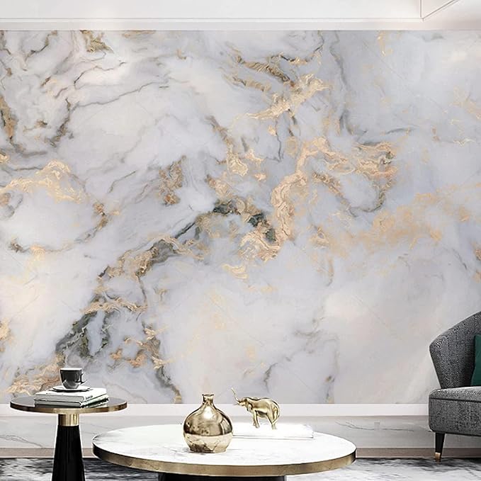 YTTBDBD Simple Marble Photos Wallpaper, Gilt Texture Large Silk Mural,Removable Sticker for Bedroom Office Living Room Wall Artwork Decor-It's Not Peel and Stick-78.7" W x 55.2" H/200x140cm-Silk
