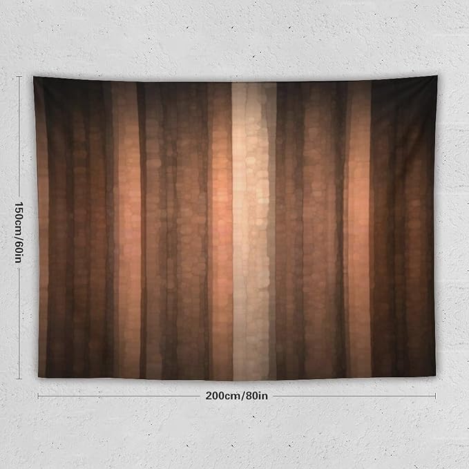 ZhiRain Brown Gradient Tapestry Wall Hanging Cool Glass Texture And Vintage Stripe Art Tapestries Home Decor for Living Room Bedroom Apartment Farmhouse Dorm 60"x80"