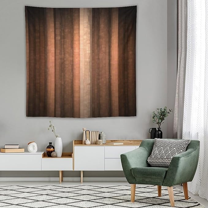 ZhiRain Brown Gradient Tapestry Wall Hanging Cool Glass Texture And Vintage Stripe Art Tapestries Home Decor for Living Room Bedroom Apartment Farmhouse Dorm 60"x60"