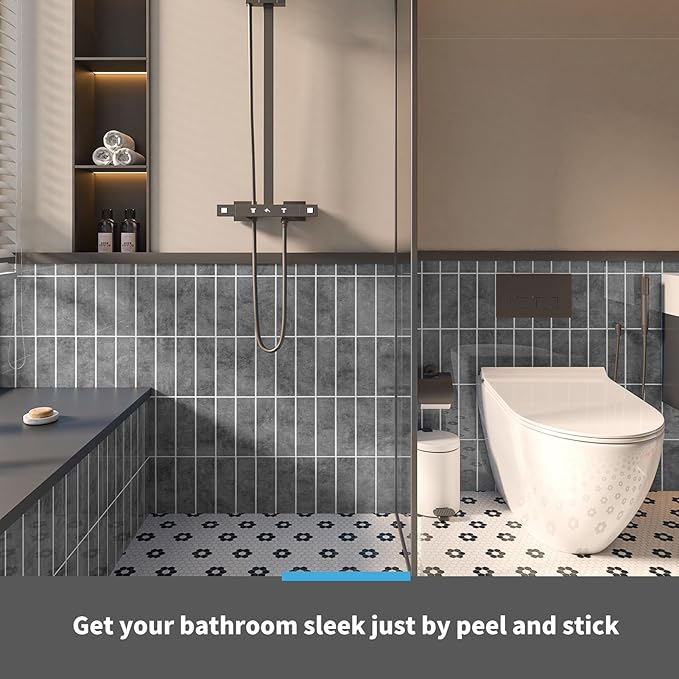 Art3d 10-Sheet Faux Marble Peel and Stick Backsplash Tile for Kitchen Wall Bathroom Countertops, 11.4 inch x 9.1 inch Stick-on Glazed-Ceramic Finish Resist to Water, Heat and Scratches, Ash Grey