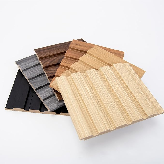 Art3d 6-Pieces Wood Slat Panels for Stylish Interior Decor and Ceiling Decoration, MDF 3D Textured Panel for Ceiling and Wall,Size 94.6 x 7.4 in-Sample