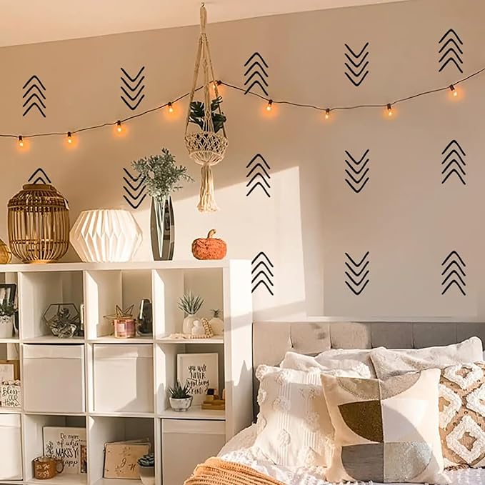 12x36 Inch Set Arrow Wall Stickers - DIY Boho Wall Decal Mural Set - 32 Pcs Stickers for Wall, Kitchen, Nursery, Office Decor - Great Gift Idea - Each Sticker 3x2.5 Inch (Arrow Black)