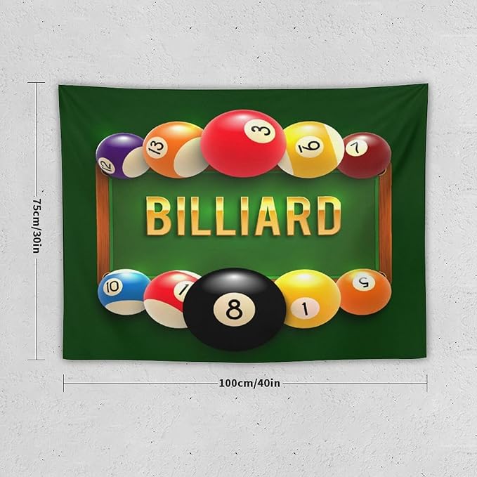 ZhiRain Snooker Billiards Tapestry Wall Hanging Modern Sports Theme Billiard Eight Ball Tapestries Home Decor for Living Room Bedroom Farmhouse Apartment Dorm 30"x40"