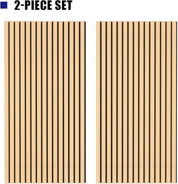 2 PCS Wooden slats Sound-Absorbing Panels, 3D Groove Wood Grain Sound Absorbing Panels, Stylish Decoration, Significant Noise Reduction Effect, Suitable for Walls and Ceilings (White Elm)