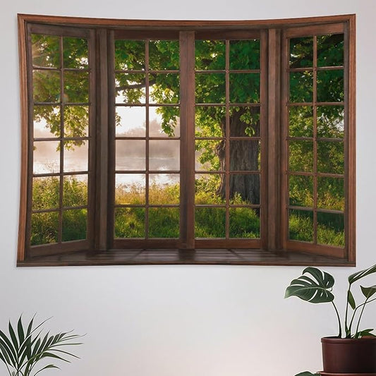 ZhiRain Tree Landscape Tapestry Wall Hanging Green Jungle Trees Nature Scenery Tapestries Home Decor for Living Room Bedroom Apartment Farmhouse Dorm 40"x60"