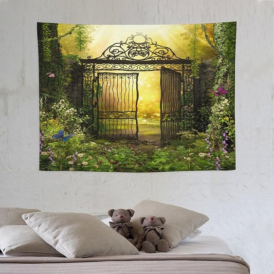 ZhiRain Fantasy Tapestry Wall Hanging Gothic Gate Fantasy Forest Magic Dreamland Fairy Landscape Pattern Tapestries Home Decor for Living Room Bedroom Apartment Farmhouse Dorm 30"x40"