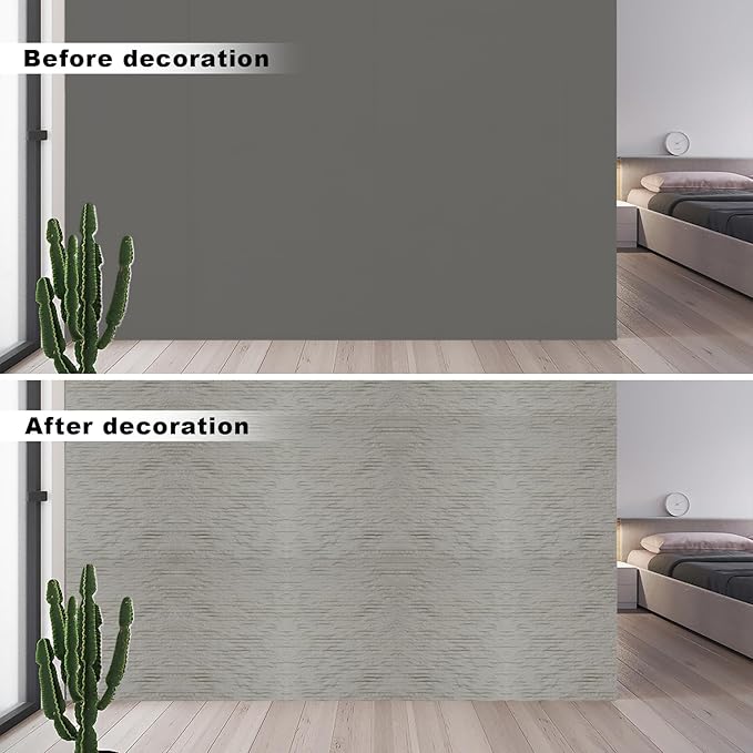 3D Wall Panels - 4PCS 47.2"x23.6" Faux Stone Wall Covering - MCM Modified Clay Material for Home Art, Accent Brick, Modern Exterior/Interior Decoration, Covering 31 sq.ft Texture White