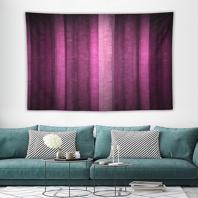 ZhiRain Pink Striped Tapestry Wall Hanging Hot Pink Neon Cute Abstract Mosaic Glass Texture And Dark Stripe Art Tapestries Home Decor for Living Room Bedroom Apartment Farmhouse 40"x60"