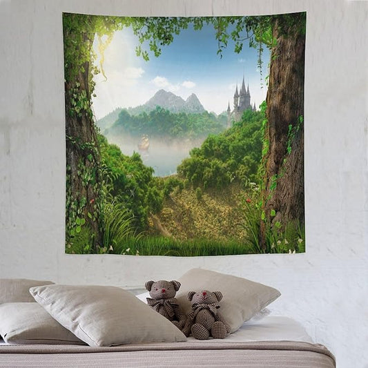 ZhiRain Fantasy Forest Tapestry Wall Hanging Beautiful Enchanting Fairy Tale Woodland Tapestries Home Decor for Living Room Bedroom Farmhouse Apartment Dorm 60"x60"