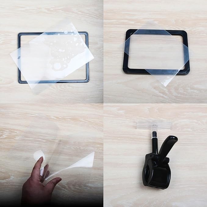 ZHENGMAI 10 Pack Black Acrylic Sign Holder with Clamp, Double Head Rotating Price Display Signs with PVC Card Protector, Sale Signs for Retail Store, Clothing, Dessert Rack 6 x 9 Inch