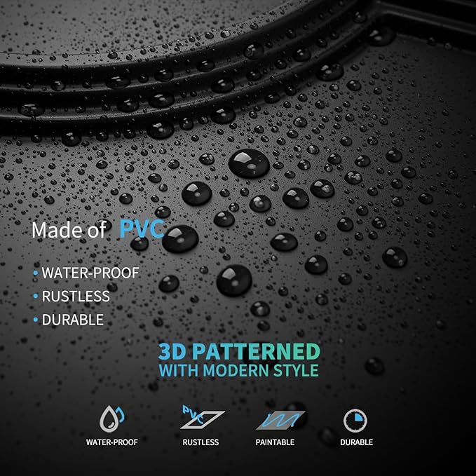 Art3d 2x2 Ft Drop Down PVC Ceiling Tiles, 3D Textured Glue up Ceiling Panel for Office Living Room Home Decor - 12-Pack Covers 48 Sq.Ft, Black