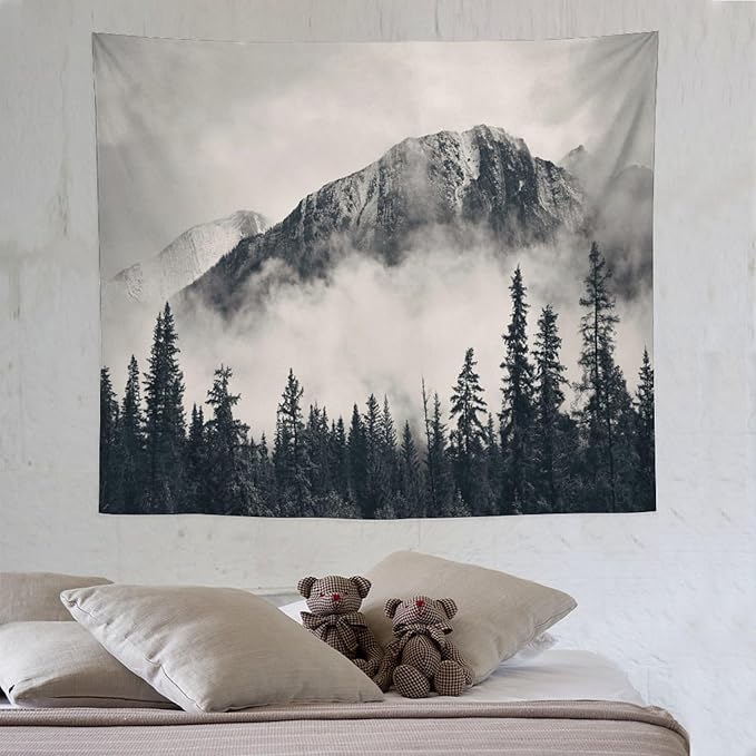 ZhiRain National Parks Tapestry Wall Hanging Canadian Smokey Mountain Cliff Outdoors Scenery Tapestries Home Decor for Living Room Bedroom Apartment Farmhouse Dorm 50"x60"