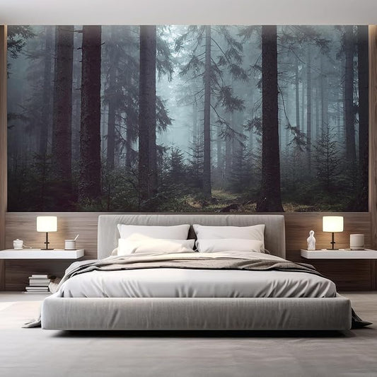wall26 Foggy Pin Forest Removable Wall Mural | Self-Adhesive Large Wallpaper - 48x72 inches
