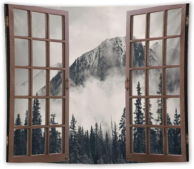 ZhiRain National Parks Landscape Tapestry Wall Hanging Canadian Smokey Mountain Cliff Outdoors Scenery Tapestries Home Decor for Living Room Bedroom Apartment Farmhouse Dorm 50"x60"