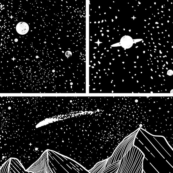 Zussun Black and White Tapestry Starry Night Mountain Tapestries for Bedroom Aesthetic Moon and Stars Tapastry's Wall Hanging Dark Nature Forest Wall Tapestry for Living Room Dorm (Dark, 80'' × 60'')