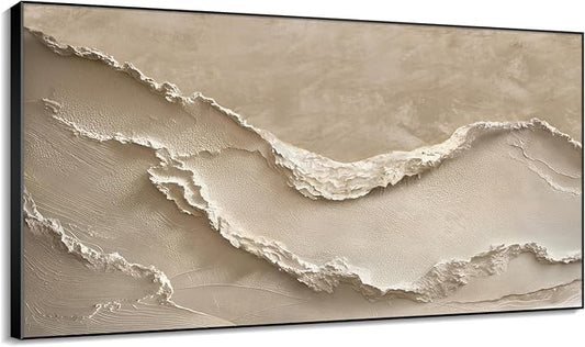 36"x60" XL Framed Wall Art - Decor Neutral Beige Layered Landscape (Frame Assembly Required)