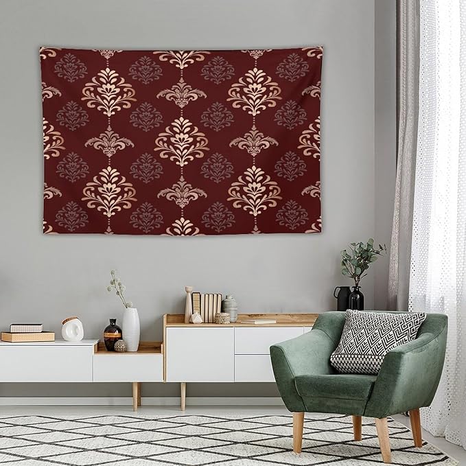 ZhiRain Vintage Damask Floral Tapestry Wall Hanging Oriental Antique Gothic Bohemia Floral Tapestries Home Decor for Living Room Bedroom Farmhouse Apartment Dorm 40"x60"