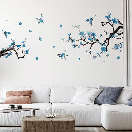 Zonon 6 Pcs Flowers Wall Decals Stickers Vinyl Removable Peel and Stick Colorful Dragonflies Floral Wall Murals Decor for Bedroom Living Room Nursery(Birds)