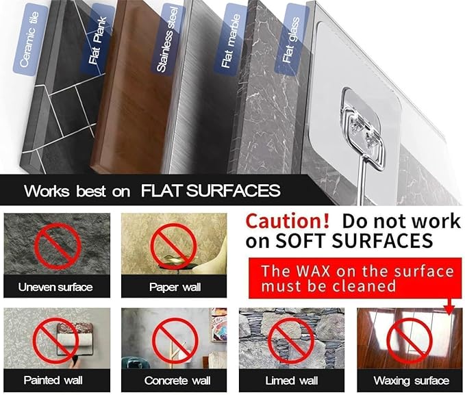 ZESLMG Large Adhesive Hooks for Hanging, 12 Pack Self Sticky Wall Hooks Heavy Duty 15lb Clear, Removable Shower Hook No Damage for Towel Key Coat Wreath Picture Outdoor Bathroom Kitchen, Waterproof